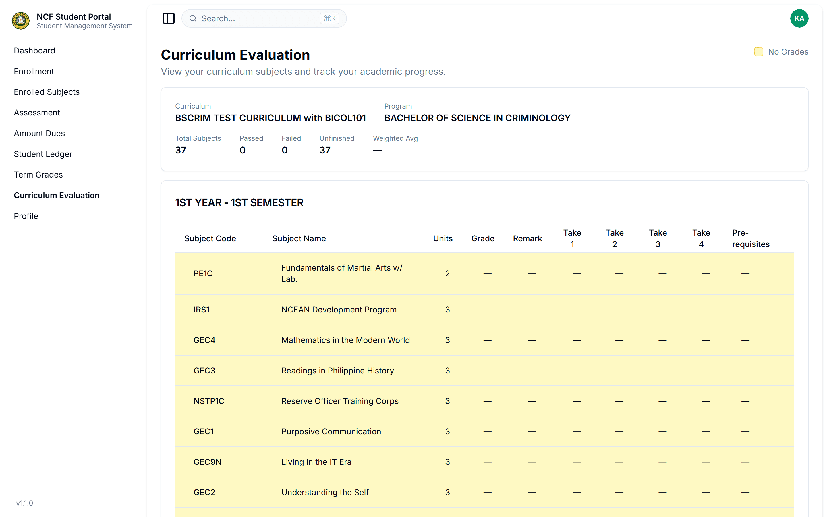 Export Grade Evaluation Slip & Verify Progress