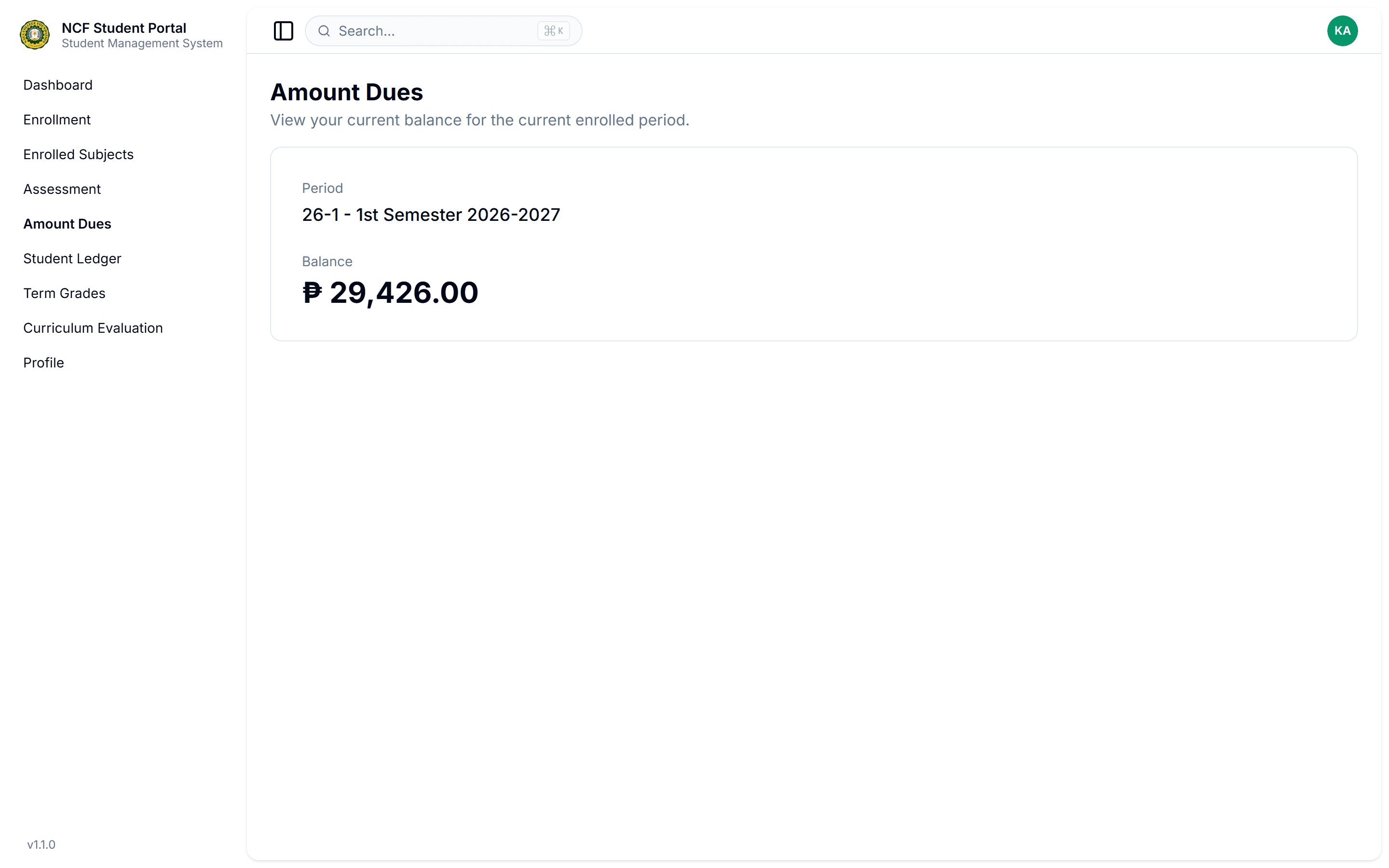 Check Active Period Balance & Amount Dues