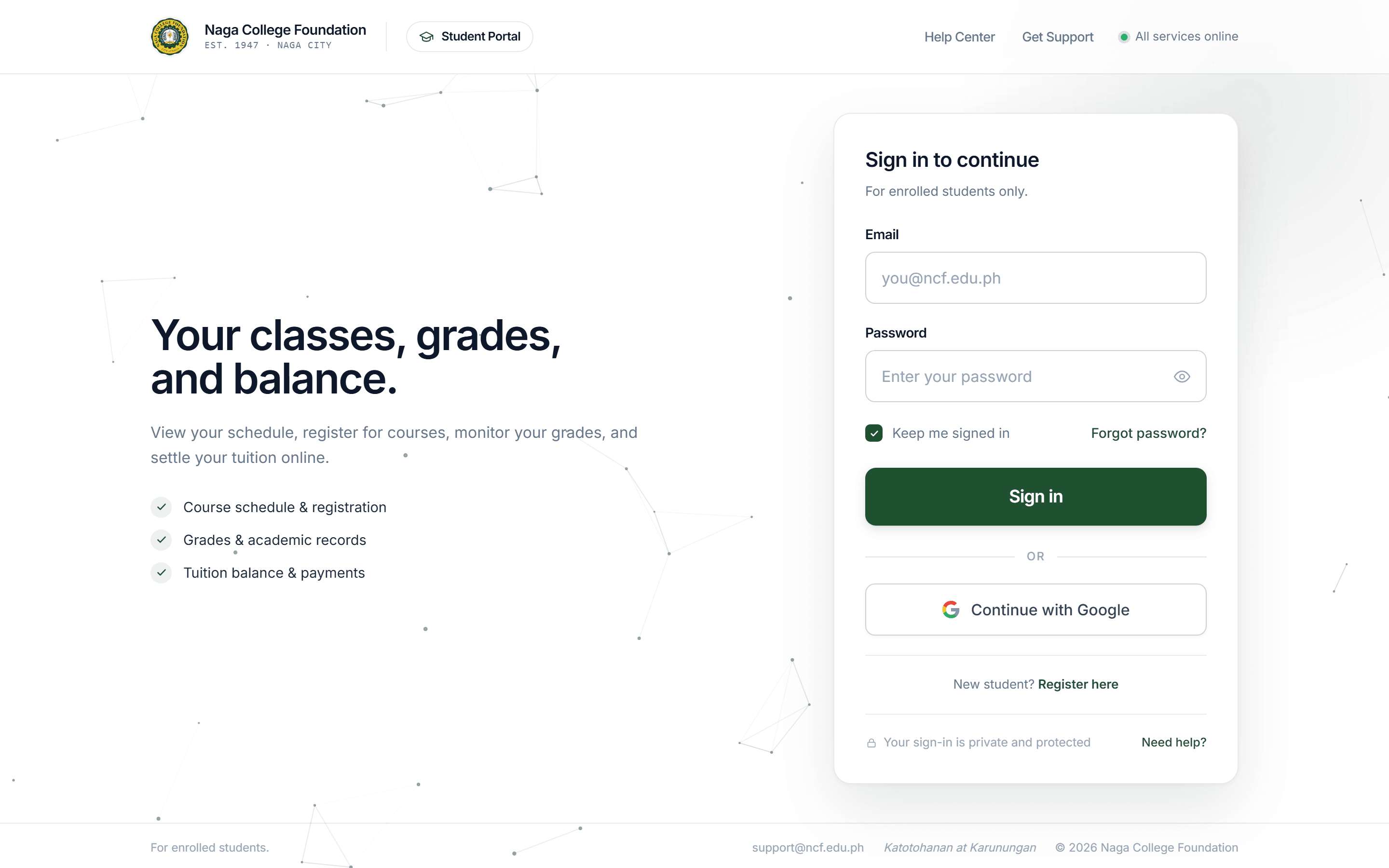Access the Student Portal Landing Page